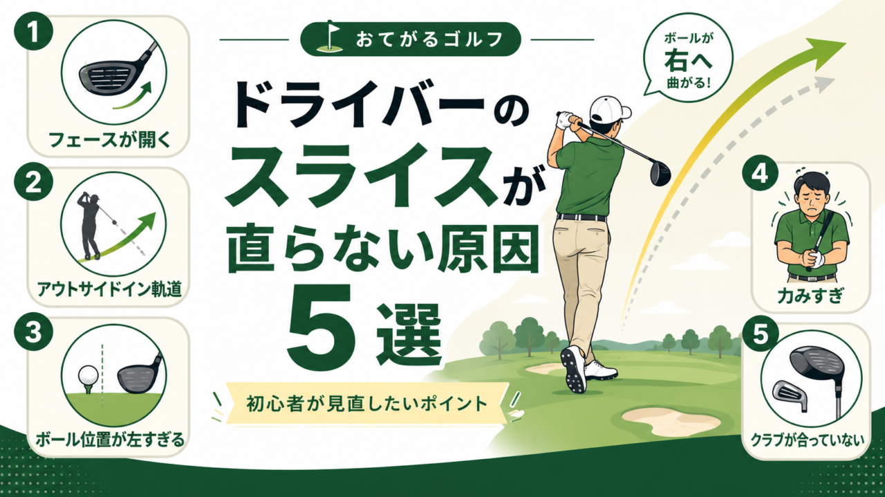 ドライバーのスライスが直らない原因は？初心者が見直したい5つのポイント